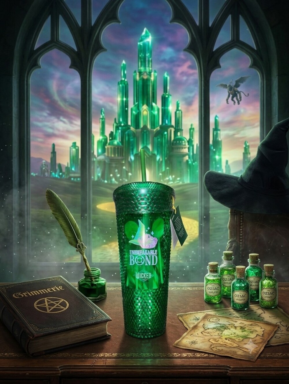 Wicked Unbreakable Bond Green Textured Travel Tumbler with Straw